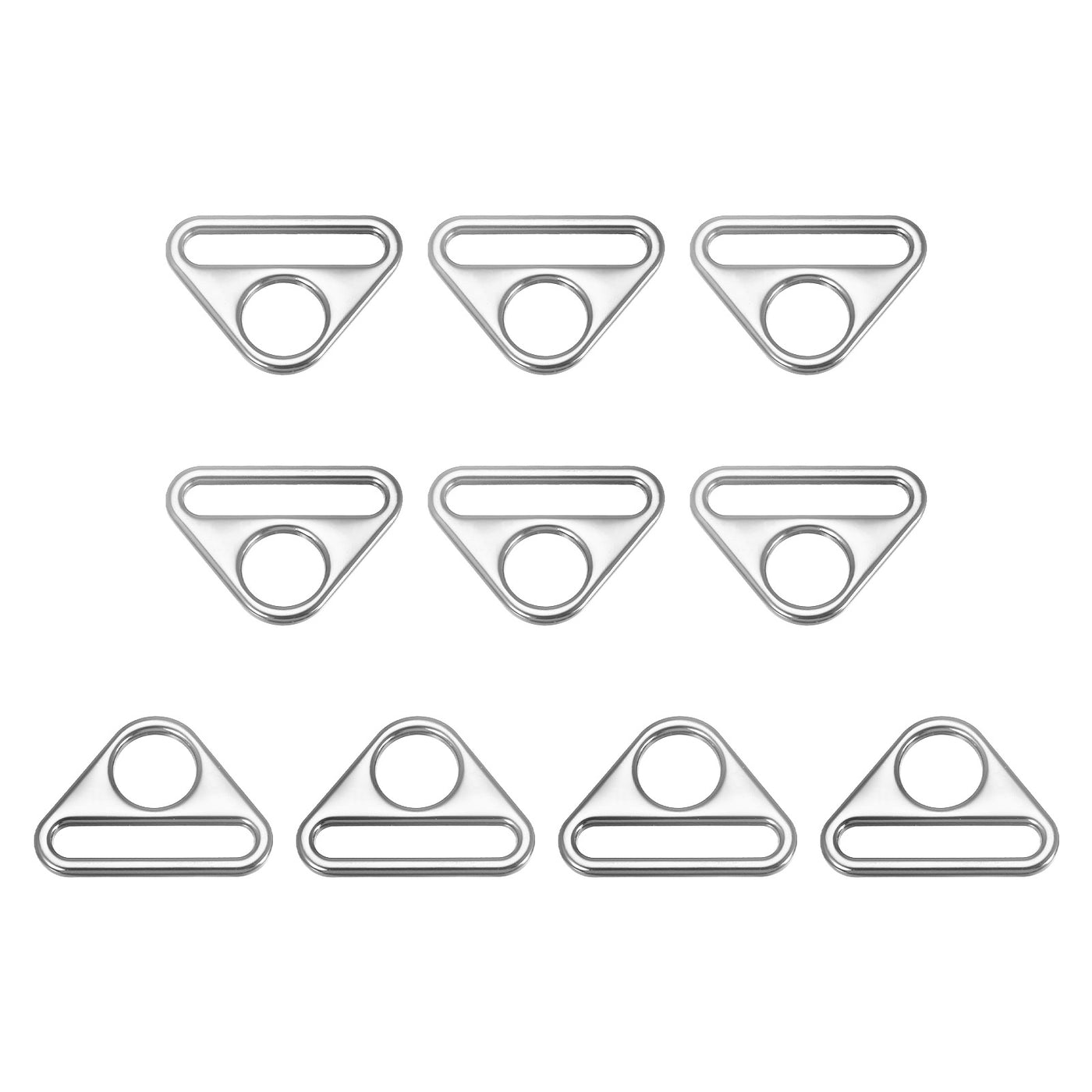 uxcell Uxcell 1.26" Adjuster Triangle with Bar Swivel Clip D Dee Ring Buckle, 10Pcs Silver