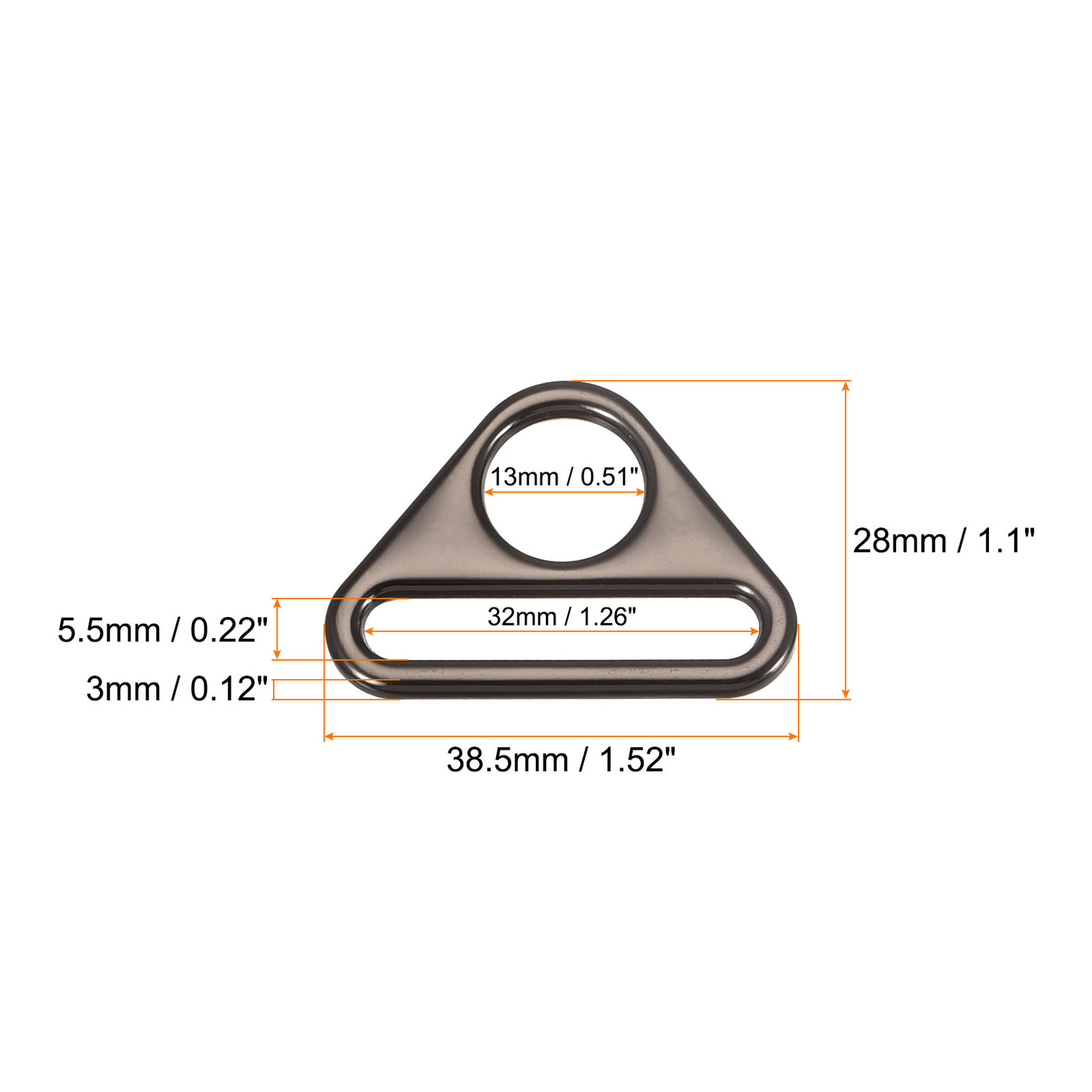 uxcell Uxcell 1.26" Adjuster Triangle with Bar Swivel Clip D Dee Ring Buckle, 10Pcs Dark Grey