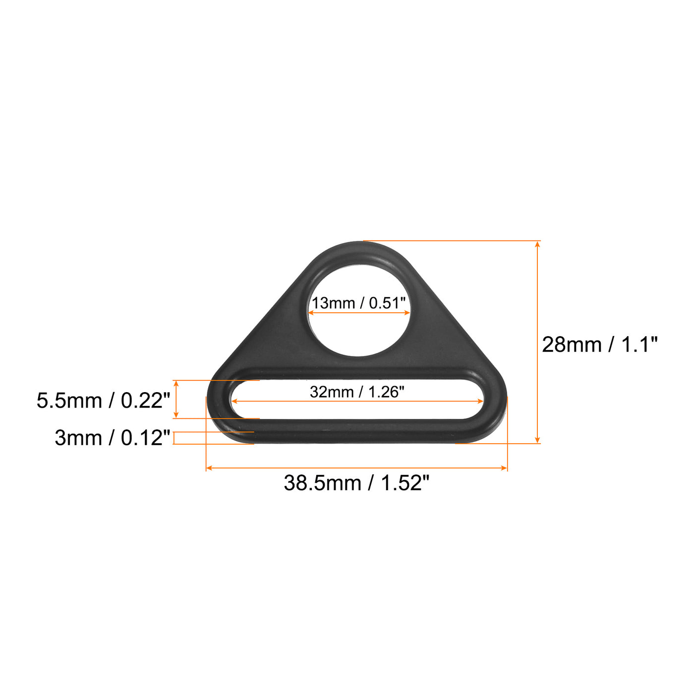 uxcell Uxcell 1.26" Adjuster Triangle with Bar Swivel Clip D Dee Ring Buckle, 10Pcs Black