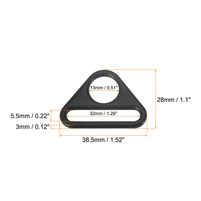 Harfington Uxcell 1.26" Adjuster Triangle with Bar Swivel Clip D Dee Ring Buckle, 10Pcs Black