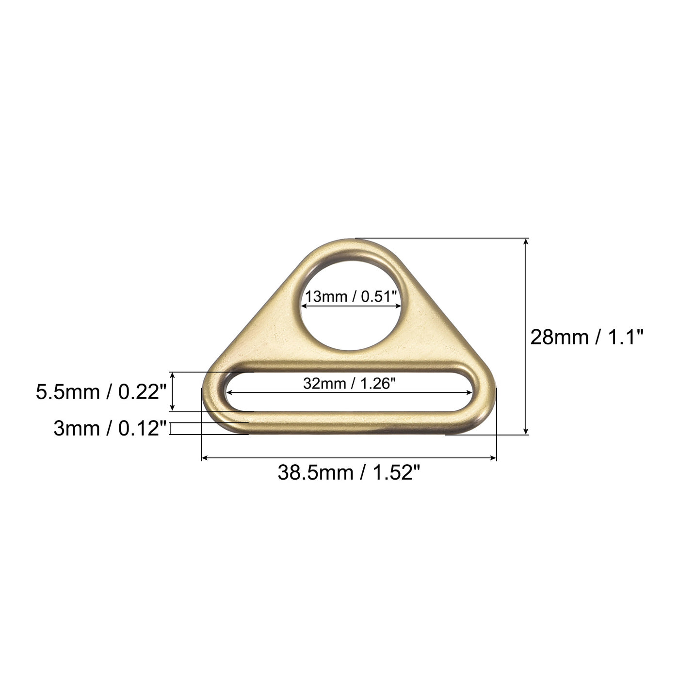 uxcell Uxcell 1.26" Adjuster Triangle with Bar Swivel Clip D Dee Ring Buckle, 10Pcs Bronze