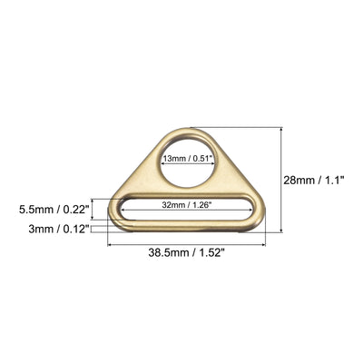 Harfington Uxcell 1.26" Adjuster Triangle with Bar Swivel Clip D Dee Ring Buckle, 10Pcs Bronze