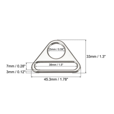 Harfington Uxcell 1.5" Adjuster Triangle with Bar Swivel Clip D Dee Ring Buckle, 10Pcs Silver