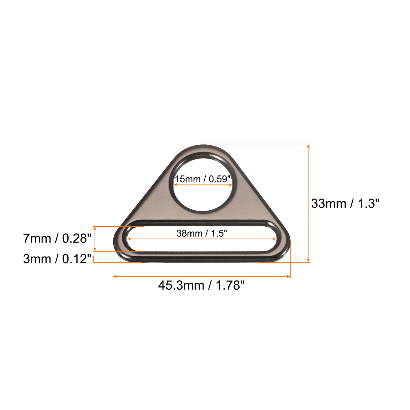 uxcell Uxcell 1.5" Adjuster Triangle with Bar Swivel Clip D Dee Ring Buckle, 10Pcs Dark Grey