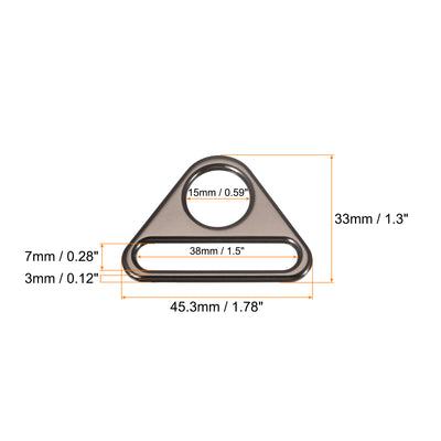 Harfington Uxcell 1.5" Adjuster Triangle with Bar Swivel Clip D Dee Ring Buckle, 10Pcs Dark Grey