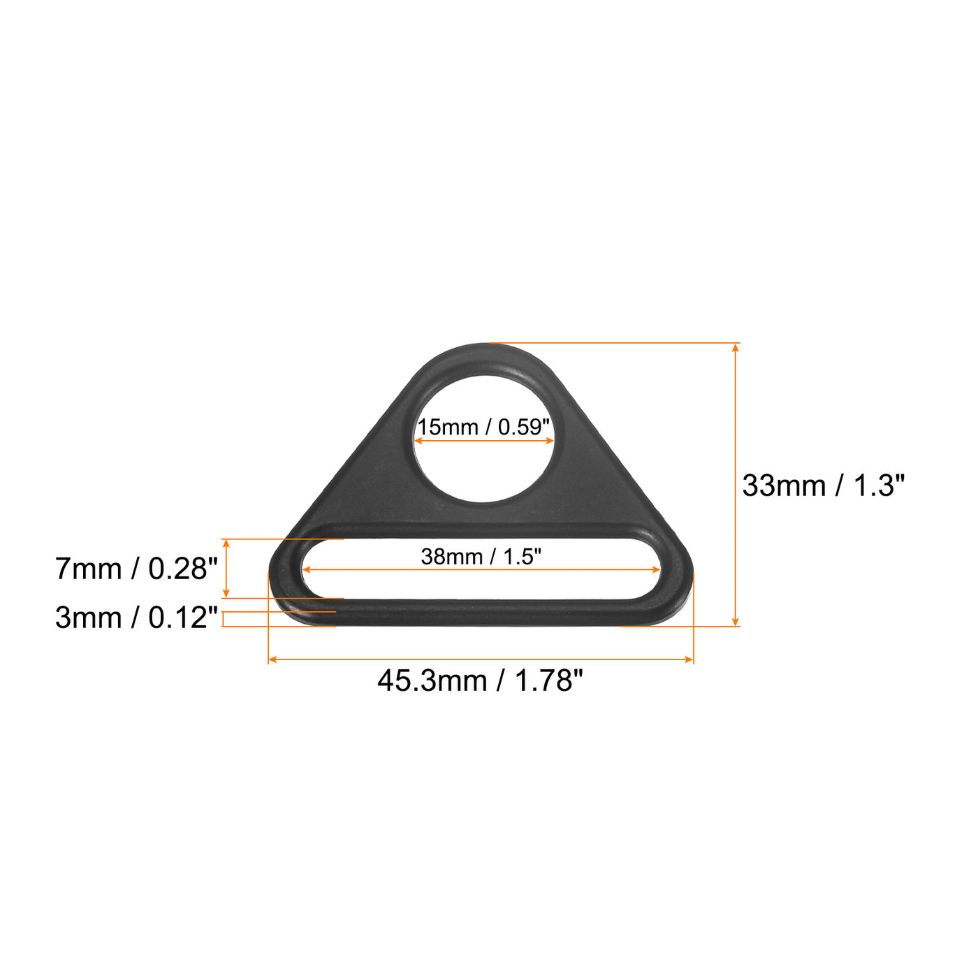 uxcell Uxcell 1.5" Adjuster Triangle with Bar Swivel Clip D Dee Ring Buckle, 10Pcs Black