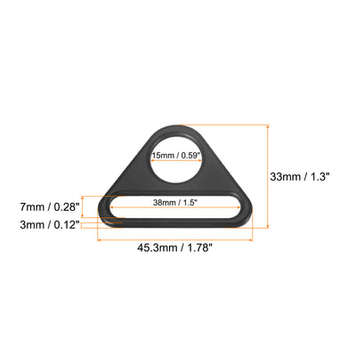 Harfington Uxcell 1.5" Adjuster Triangle with Bar Swivel Clip D Dee Ring Buckle, 10Pcs Black