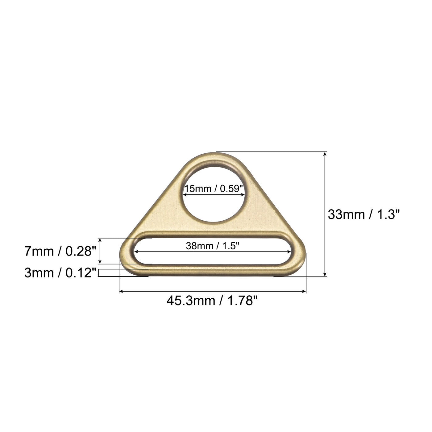 uxcell Uxcell 1.5" Adjuster Triangle with Bar Swivel Clip D Dee Ring Buckle, 10Pcs Bronze