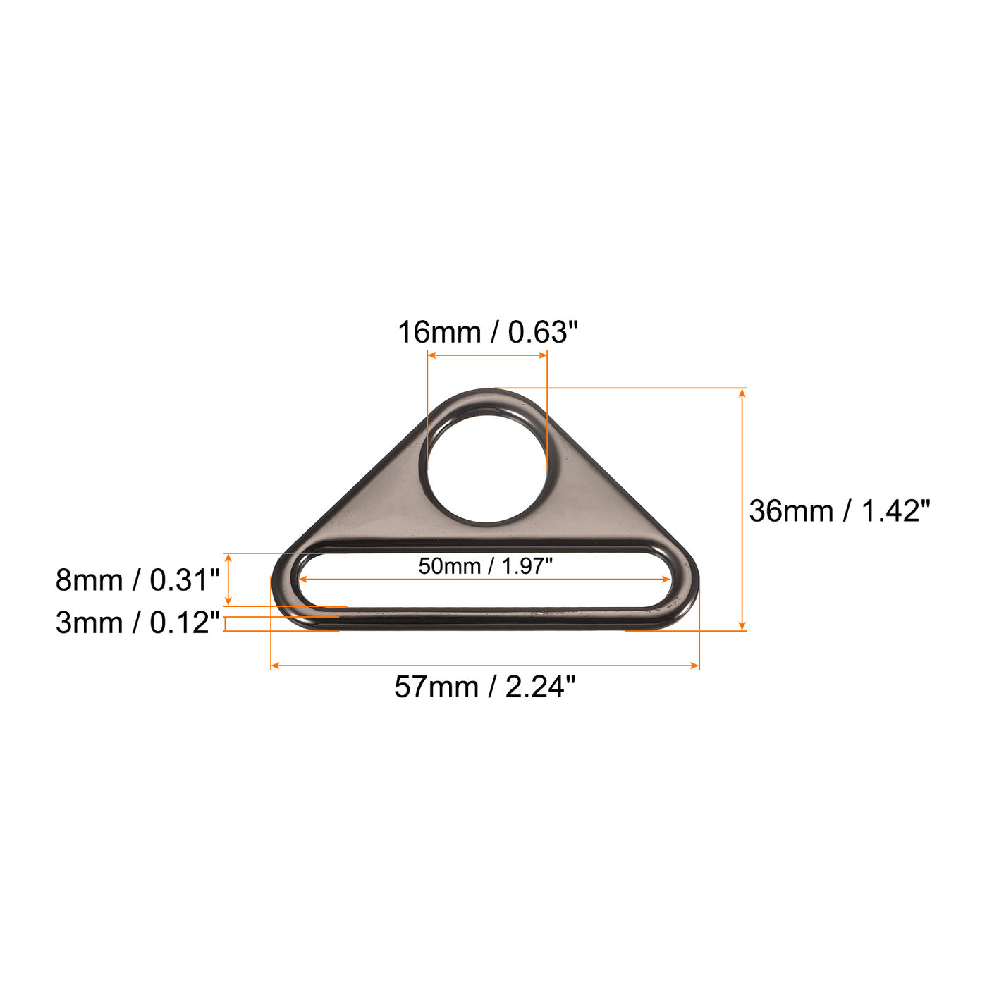 uxcell Uxcell 1.97" Adjuster Triangle with Bar Swivel Clip D Dee Ring Buckle, 6Pcs Dark Grey