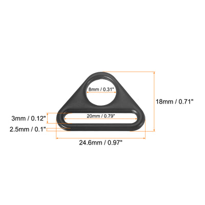 Harfington Uxcell 0.79" Adjuster Triangle with Bar Swivel Clip D Dee Ring Buckle, 6Pcs Black