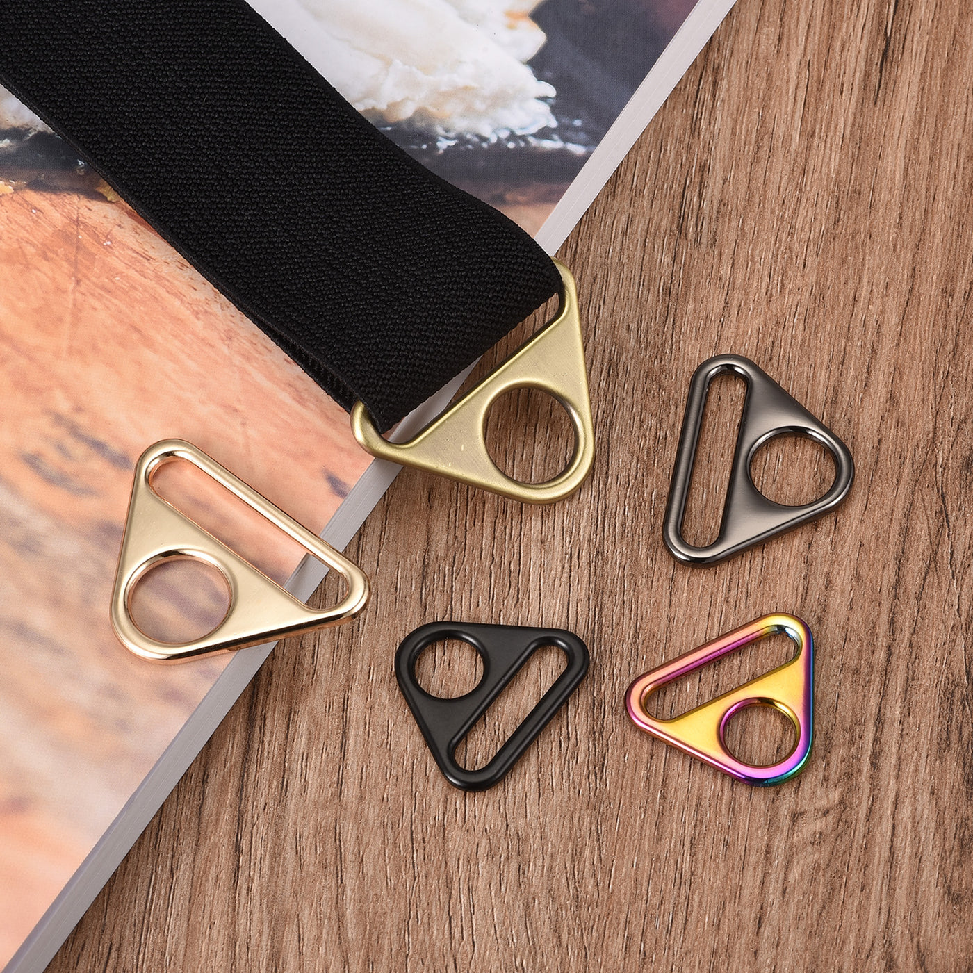 uxcell Uxcell 0.79" Adjuster Triangle with Bar Swivel Clip D Dee Ring Buckle, 6Pcs Bronze