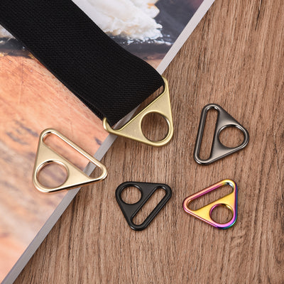 Harfington Uxcell 0.98" Adjuster Triangle with Bar Swivel Clip D Dee Ring Buckle, 6Pcs Gold