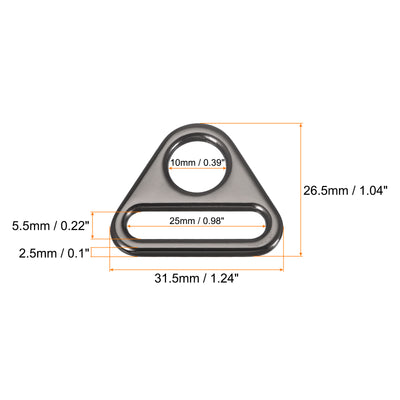 Harfington Uxcell 0.98" Adjuster Triangle with Bar Swivel Clip D Dee Ring Buckle, 6Pcs Dark Grey