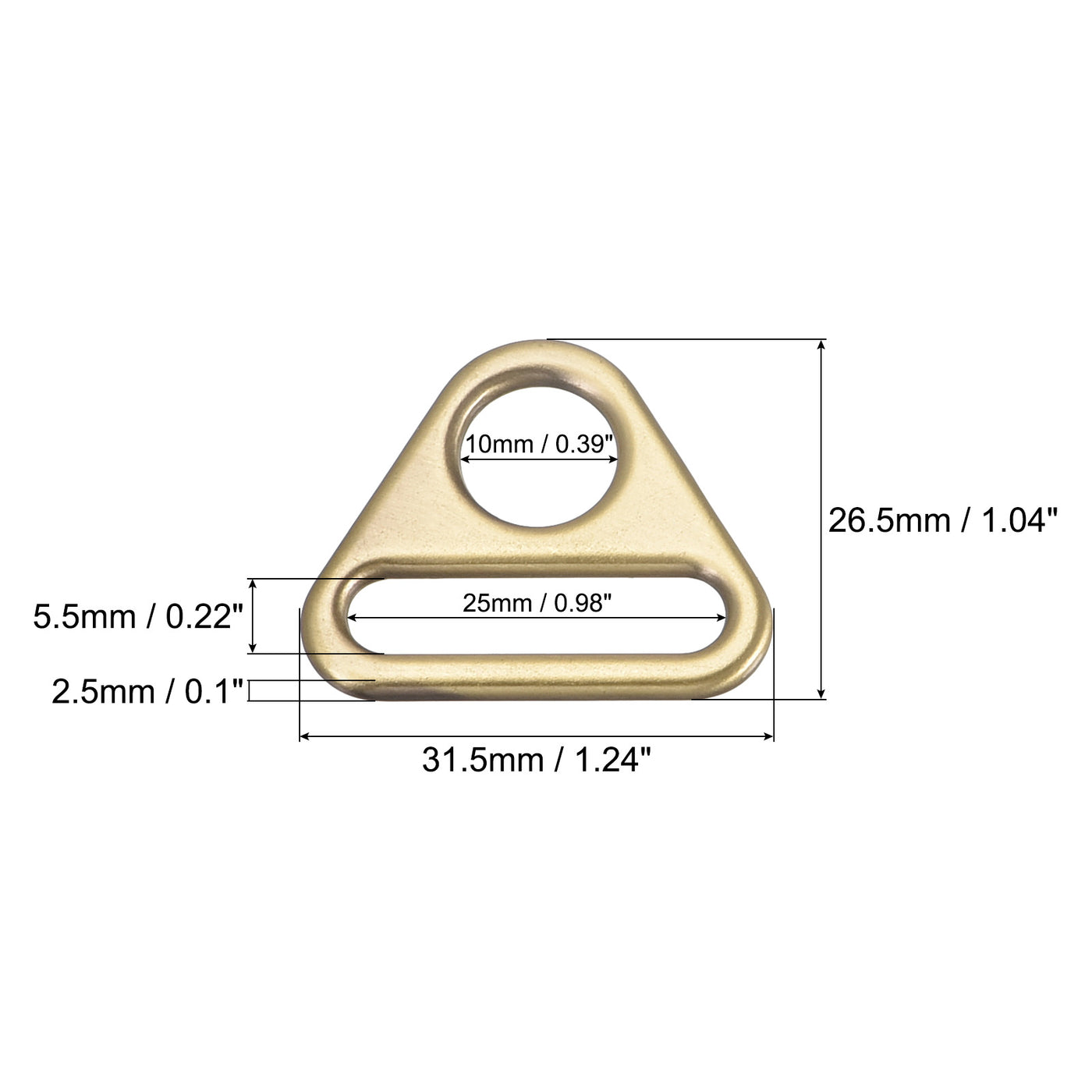 uxcell Uxcell 0.98" Adjuster Triangle with Bar Swivel Clip D Dee Ring Buckle, 6Pcs Bronze