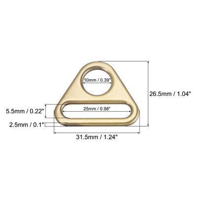 Harfington Uxcell 0.98" Adjuster Triangle with Bar Swivel Clip D Dee Ring Buckle, 6Pcs Bronze