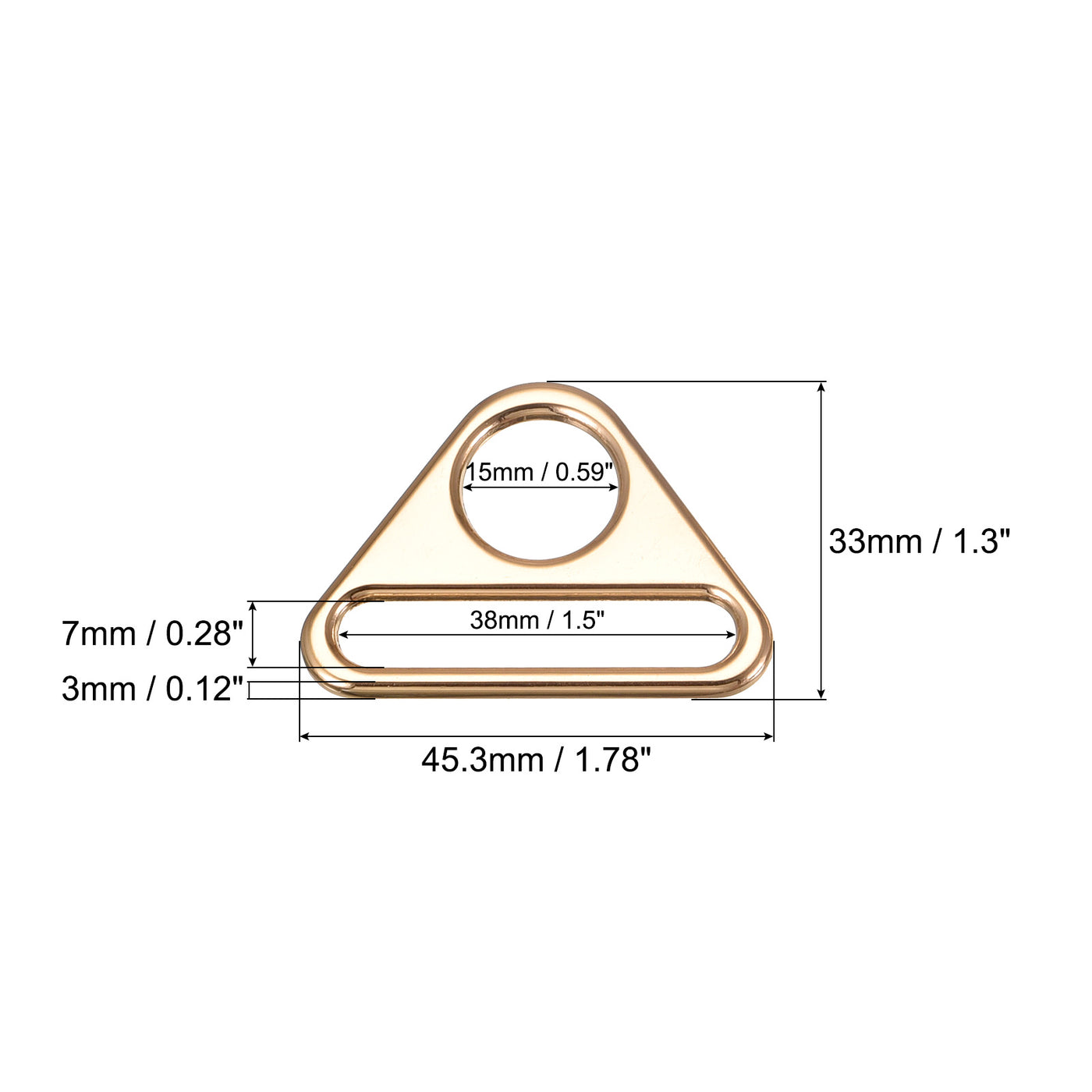 uxcell Uxcell 1.5" Adjuster Triangle with Bar Swivel Clip D Dee Ring Buckle, 6Pcs Gold