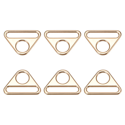 Harfington Uxcell 1.5" Adjuster Triangle with Bar Swivel Clip D Dee Ring Buckle, 6Pcs Gold