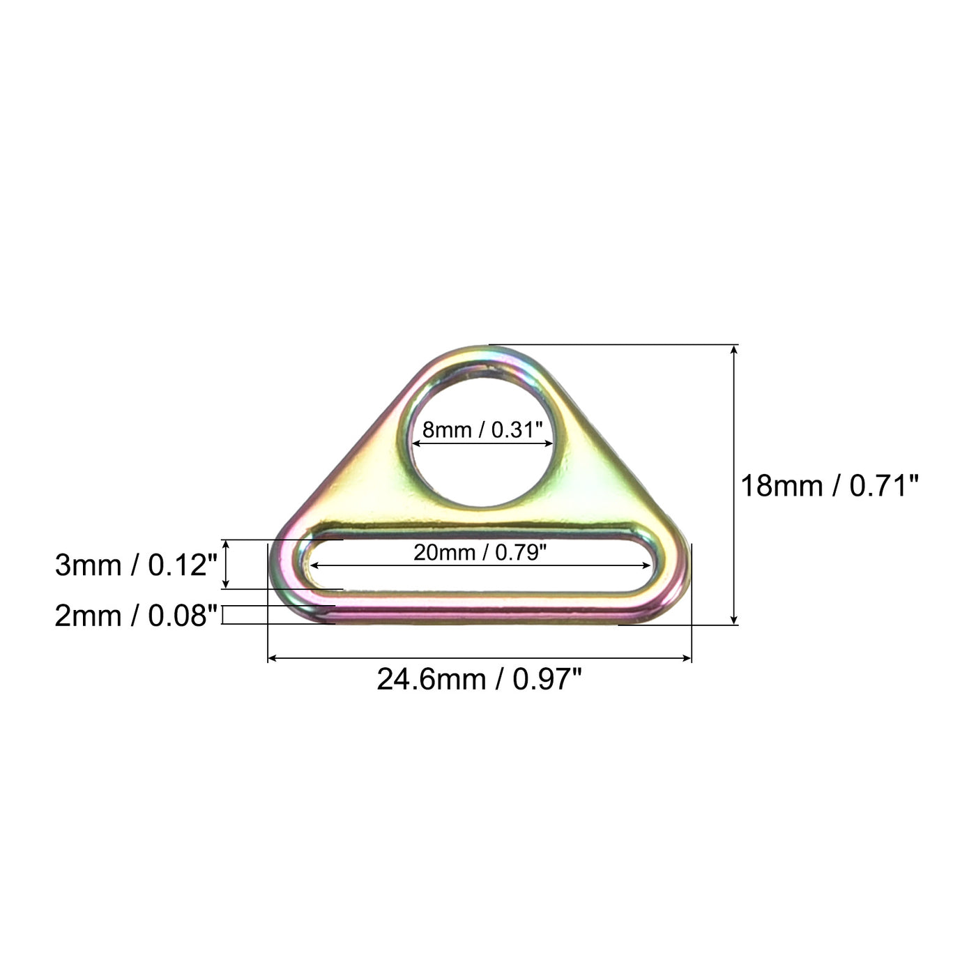 uxcell Uxcell 0.79" Adjuster Triangle with Bar Swivel Clip D Dee Ring Buckle, 6Pcs Multicolor