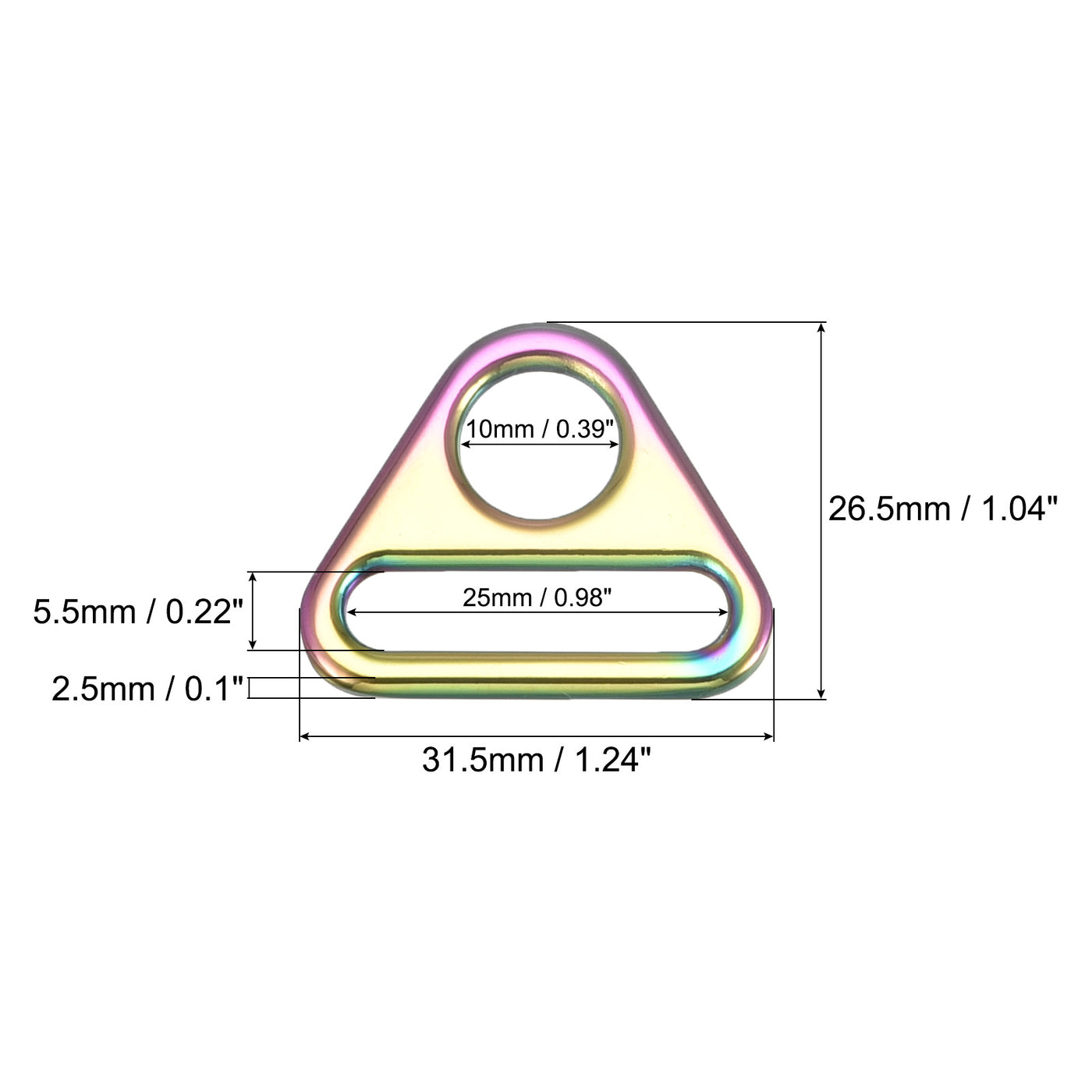 uxcell Uxcell 0.98" Adjuster Triangle with Bar Swivel Clip D Dee Ring Buckle, 6Pcs Multicolor