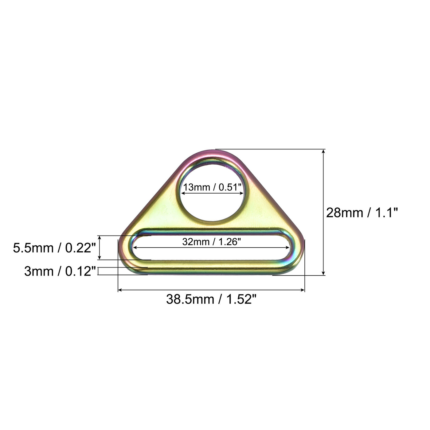 uxcell Uxcell 1.26" Adjuster Triangle with Bar Swivel Clip D Dee Ring Buckle, 6Pcs Multicolor