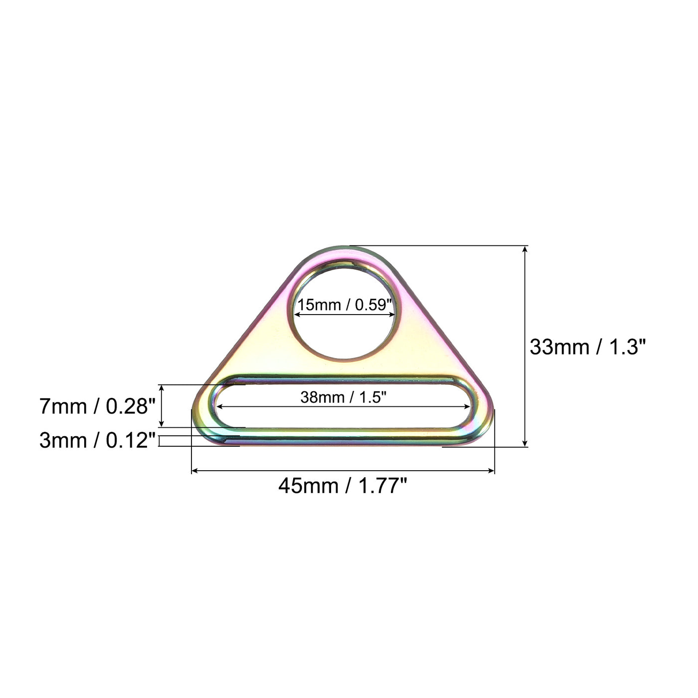 uxcell Uxcell 1.5" Adjuster Triangle with Bar Swivel Clip D Dee Ring Buckle, 6Pcs Multicolor