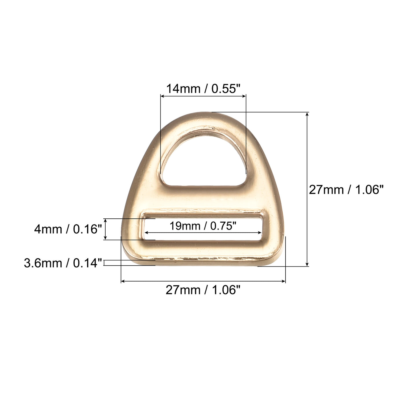 uxcell Uxcell 0.75" Adjuster Triangle with Bar Swivel Clip D Dee Ring Buckle, 10Pcs Gold Tone