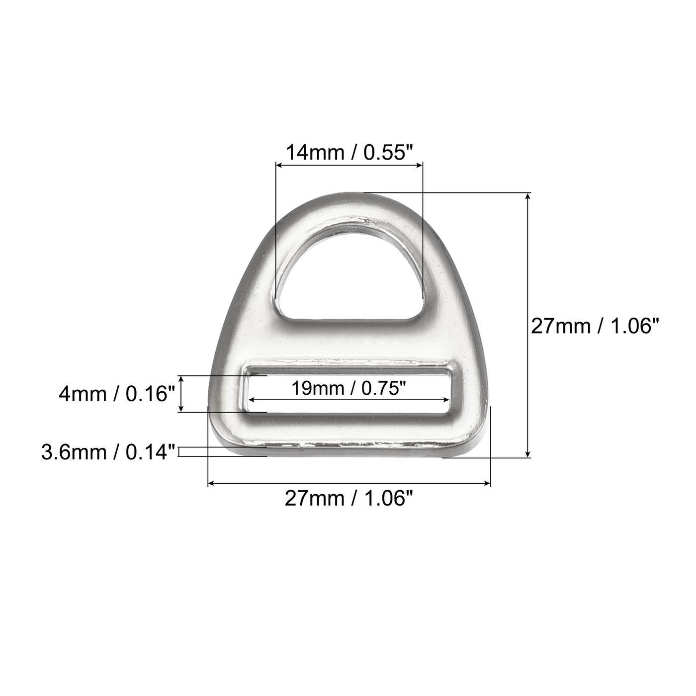 uxcell Uxcell 0.75" Adjuster Triangle with Bar Swivel Clip D Dee Ring Buckle, 10Pcs Silver