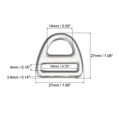 Harfington Uxcell 0.75" Adjuster Triangle with Bar Swivel Clip D Dee Ring Buckle, 10Pcs Silver