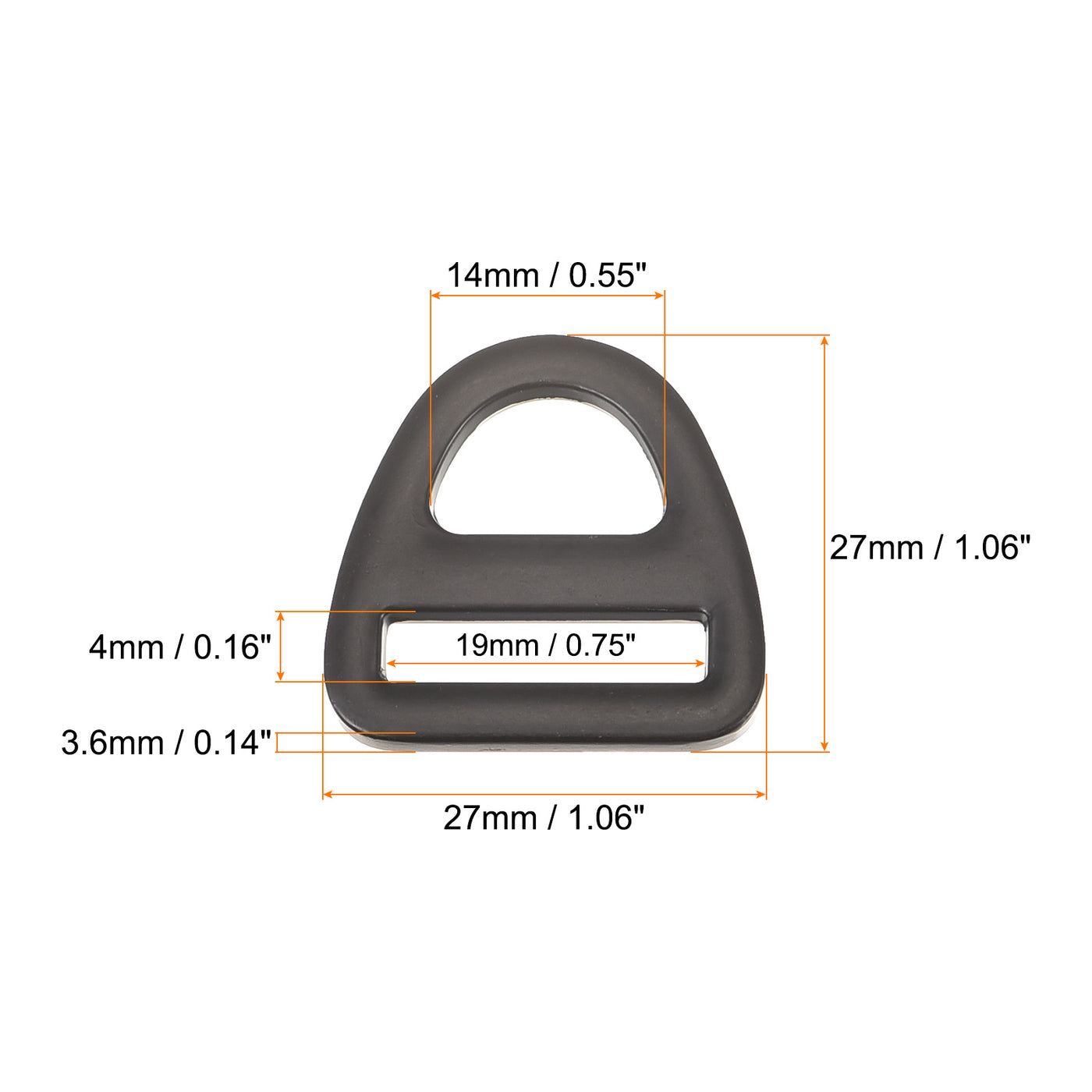 uxcell Uxcell 0.75" Adjuster Triangle with Bar Swivel Clip D Dee Ring Buckle, 10Pcs Black