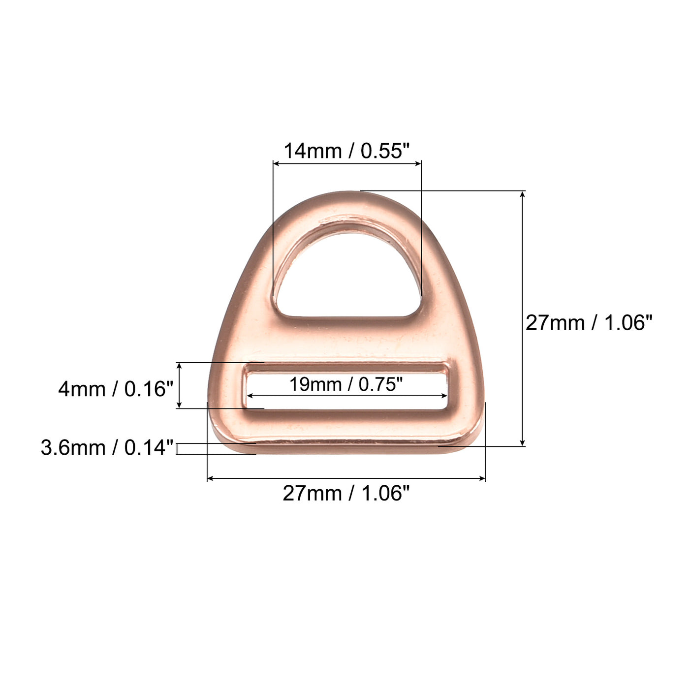 uxcell Uxcell 0.75" Adjuster Triangle with Bar Swivel Clip D Dee Ring Buckle, 10Pcs Rose Red