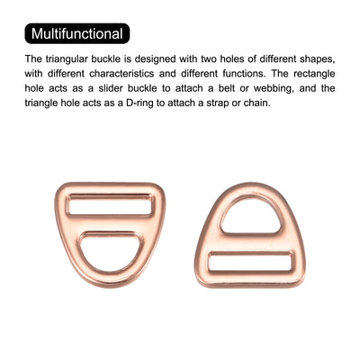 Harfington Uxcell 0.75" Adjuster Triangle with Bar Swivel Clip D Dee Ring Buckle, 10Pcs Rose Red