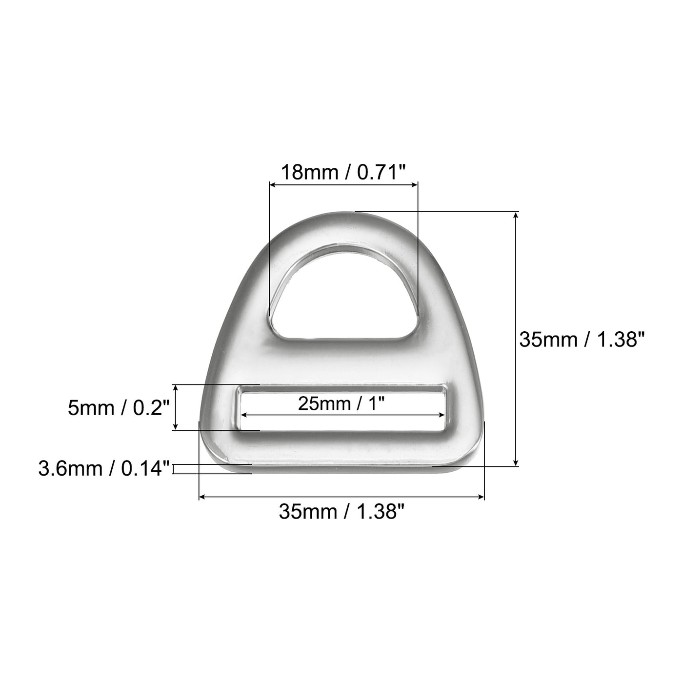 uxcell Uxcell 1" Adjuster Triangle with Bar Swivel Clip D Dee Ring Buckle, 10Pcs Silver