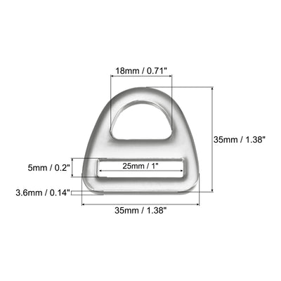 Harfington Uxcell 1" Adjuster Triangle with Bar Swivel Clip D Dee Ring Buckle, 10Pcs Silver