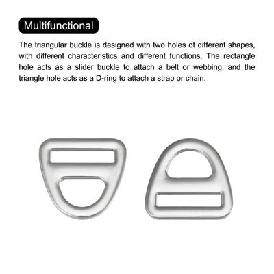 Harfington Uxcell 1" Adjuster Triangle with Bar Swivel Clip D Dee Ring Buckle, 10Pcs Silver