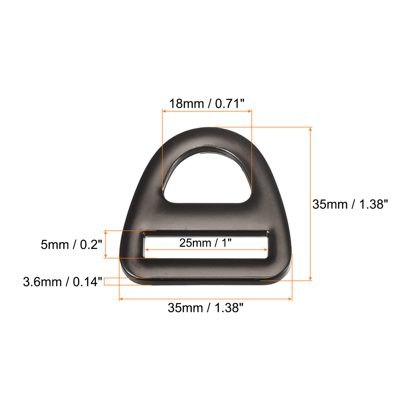 uxcell Uxcell 1" Adjuster Triangle with Bar Swivel Clip D Dee Ring Buckle, 10Pcs Dark Grey