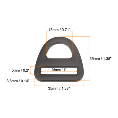 Harfington Uxcell 1" Adjuster Triangle with Bar Swivel Clip D Dee Ring Buckle, 10Pcs Black