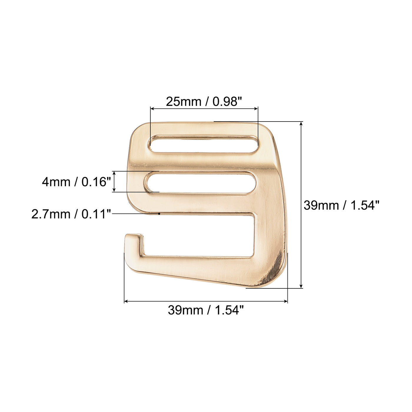 uxcell Uxcell 0.98" Webbing Release G Hook Buckle Adjusters for Backpack Strap, 8Pcs Gold