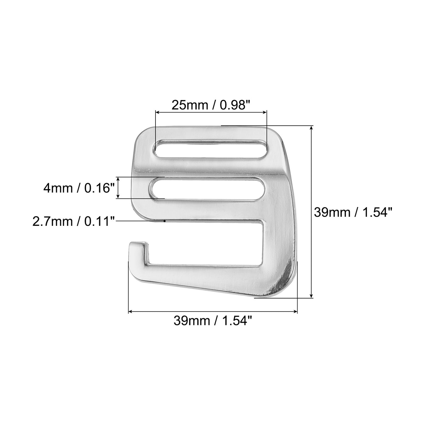 uxcell Uxcell 0.98" Webbing Release G Hook Buckle Adjusters for Backpack Strap, 8Pcs Silver