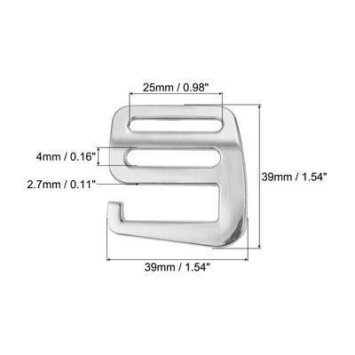 Harfington Uxcell 0.98" Webbing Release G Hook Buckle Adjusters for Backpack Strap, 8Pcs Silver