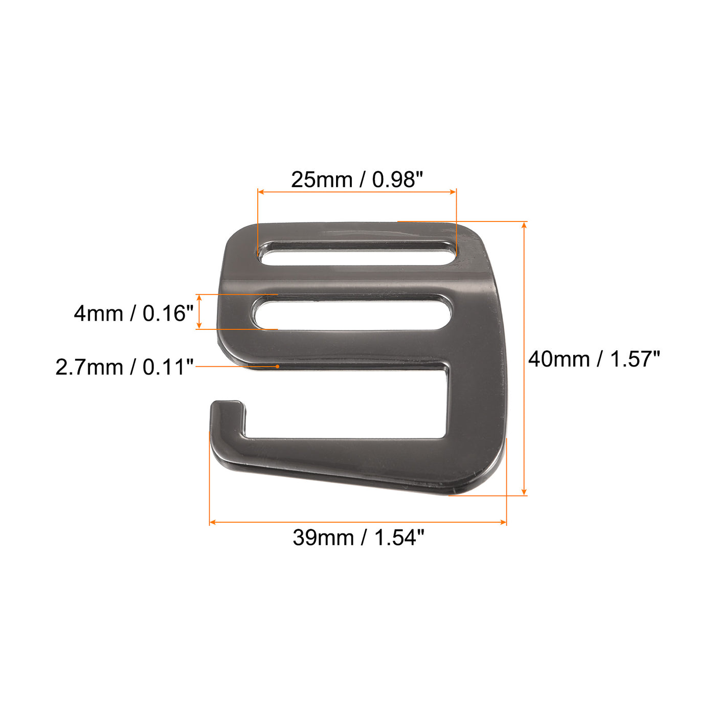 uxcell Uxcell 0.98" Webbing Release G Hook Buckle Adjusters for Backpack Strap, 8Pcs Dark Grey