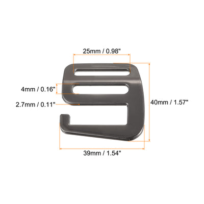 Harfington Uxcell 0.98" Webbing Release G Hook Buckle Adjusters for Backpack Strap, 8Pcs Dark Grey