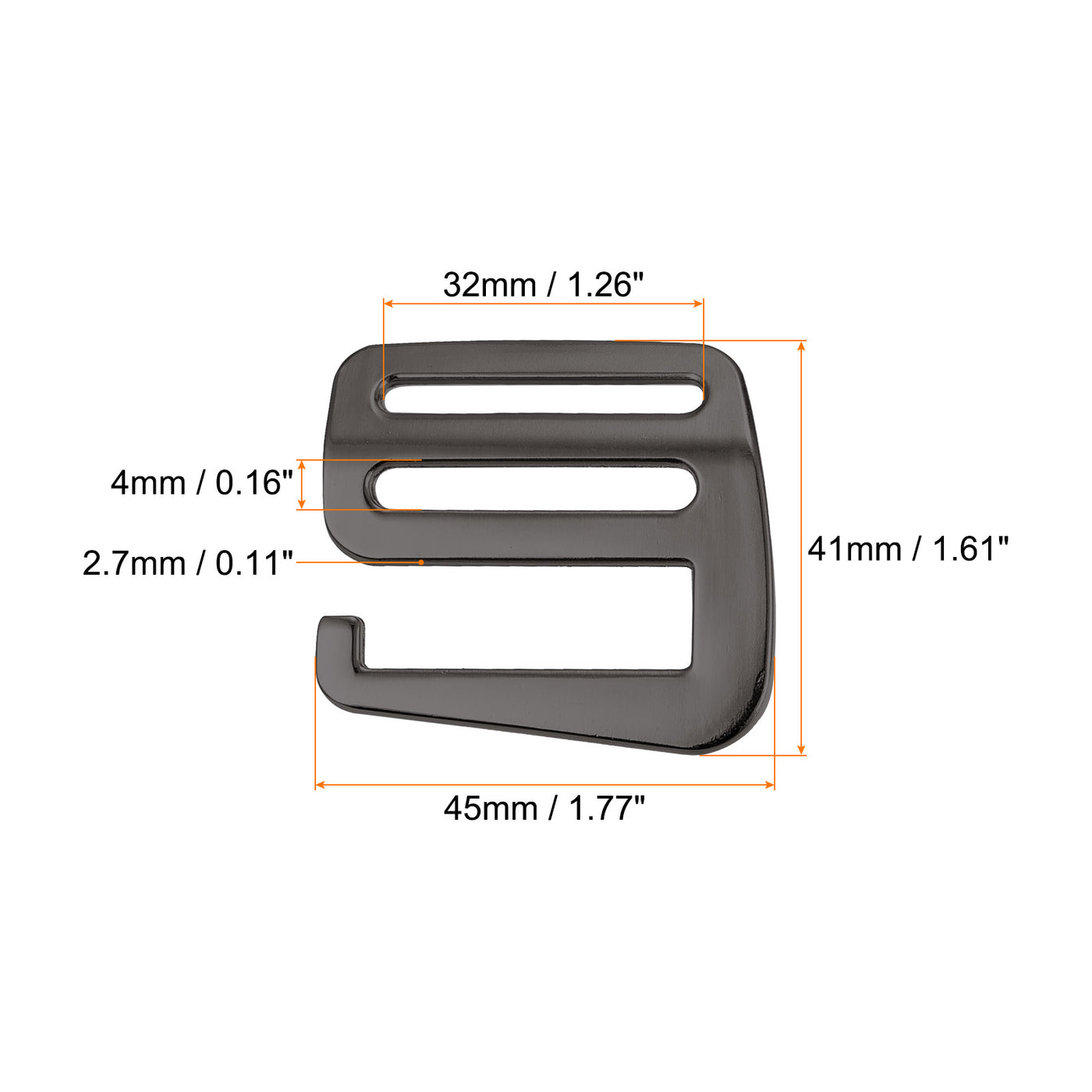 uxcell Uxcell 1.26" Webbing Release G Hook Buckle Adjusters for Backpack Strap, 8Pcs Dark Grey