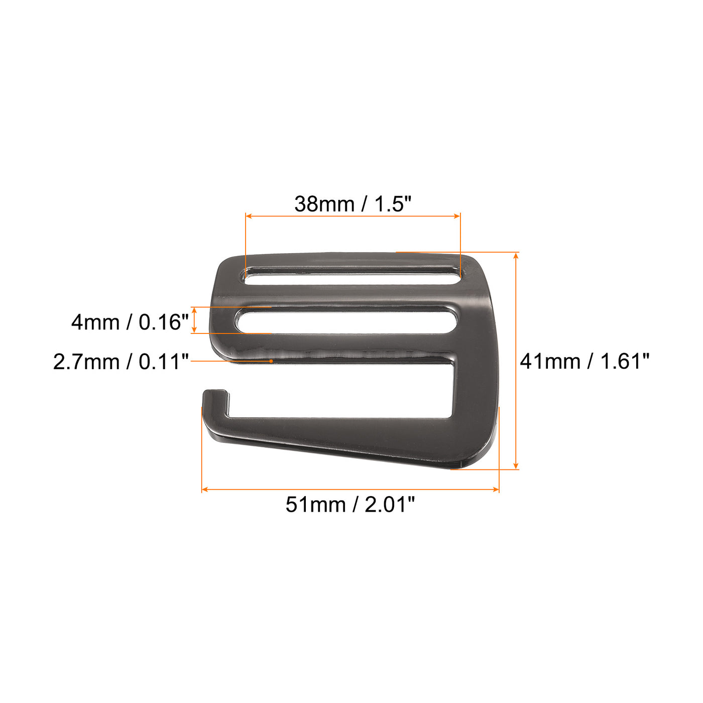 uxcell Uxcell 1.5" Webbing Release G Hook Buckle Adjusters for Backpack Strap, 8Pcs Dark Grey