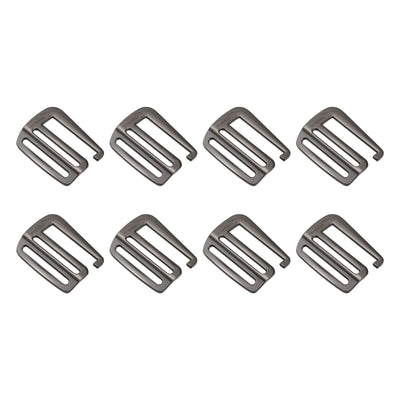 Harfington Uxcell 1.5" Webbing Release G Hook Buckle Adjusters for Backpack Strap, 8Pcs Dark Grey