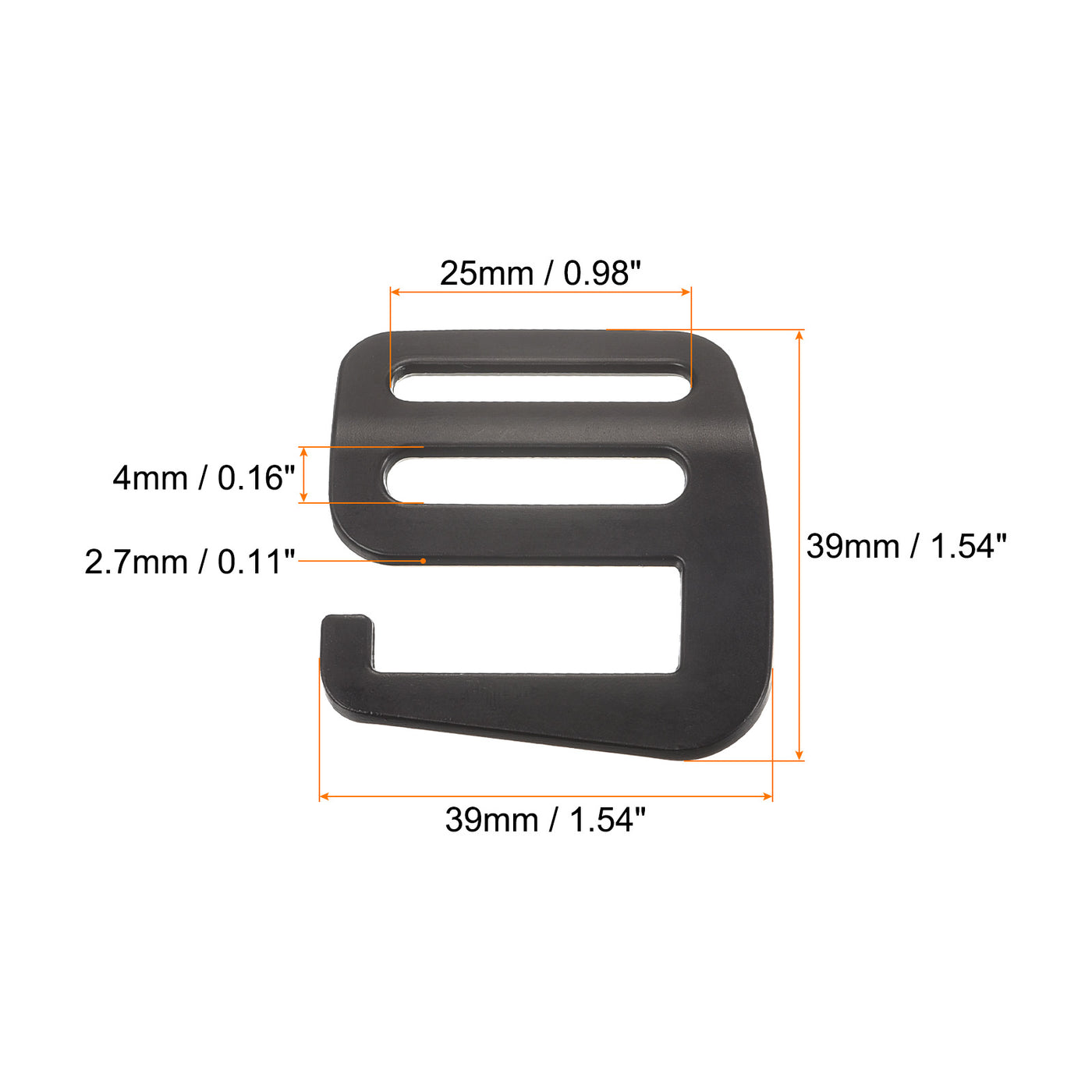 uxcell Uxcell 0.98" Webbing Release G Hook Buckle Adjuster for Backpack Strap 2Pcs Matte Black