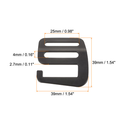 Harfington Uxcell 0.98" Webbing Release G Hook Buckle Adjuster for Backpack Strap 2Pcs Matte Black