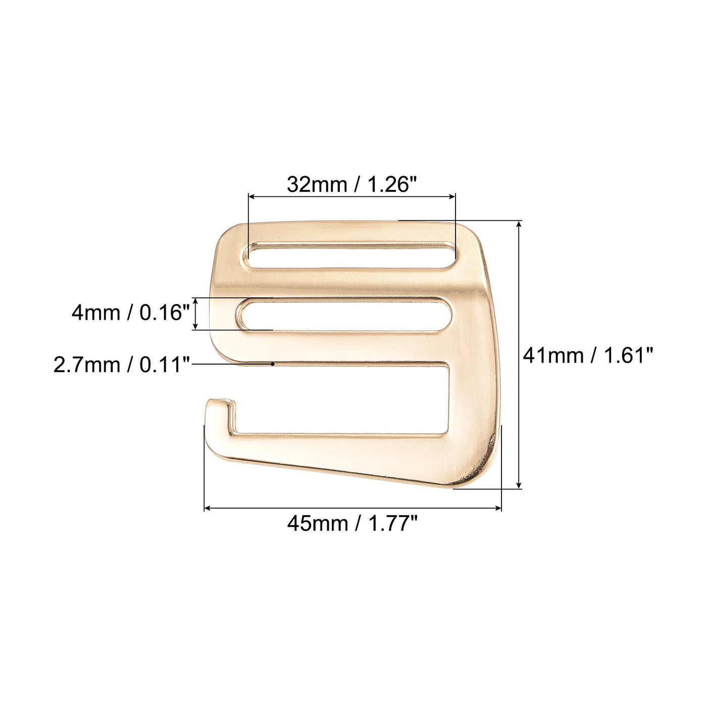 uxcell Uxcell 1.26" Webbing Release G Hook Buckle Adjusters for Backpack Strap, 4Pcs Gold