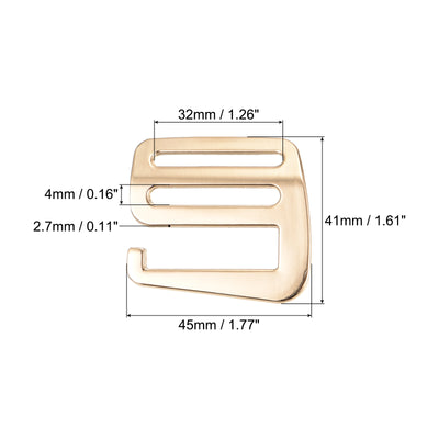 Harfington Uxcell 1.26" Webbing Release G Hook Buckle Adjusters for Backpack Strap, 4Pcs Gold