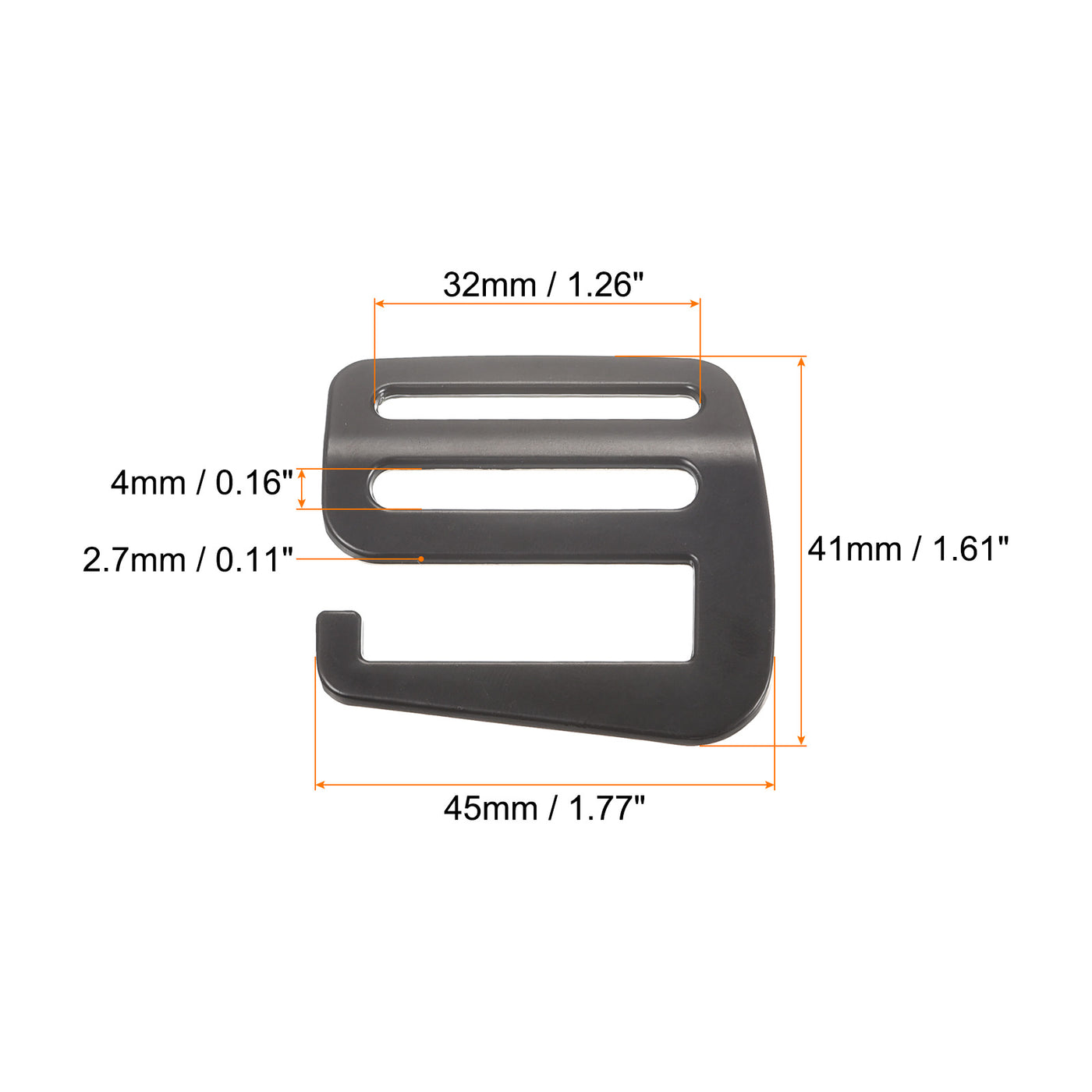 uxcell Uxcell 1.26" Webbing Release G Hook Buckle Adjuster for Backpack Strap 4Pcs Matte Black