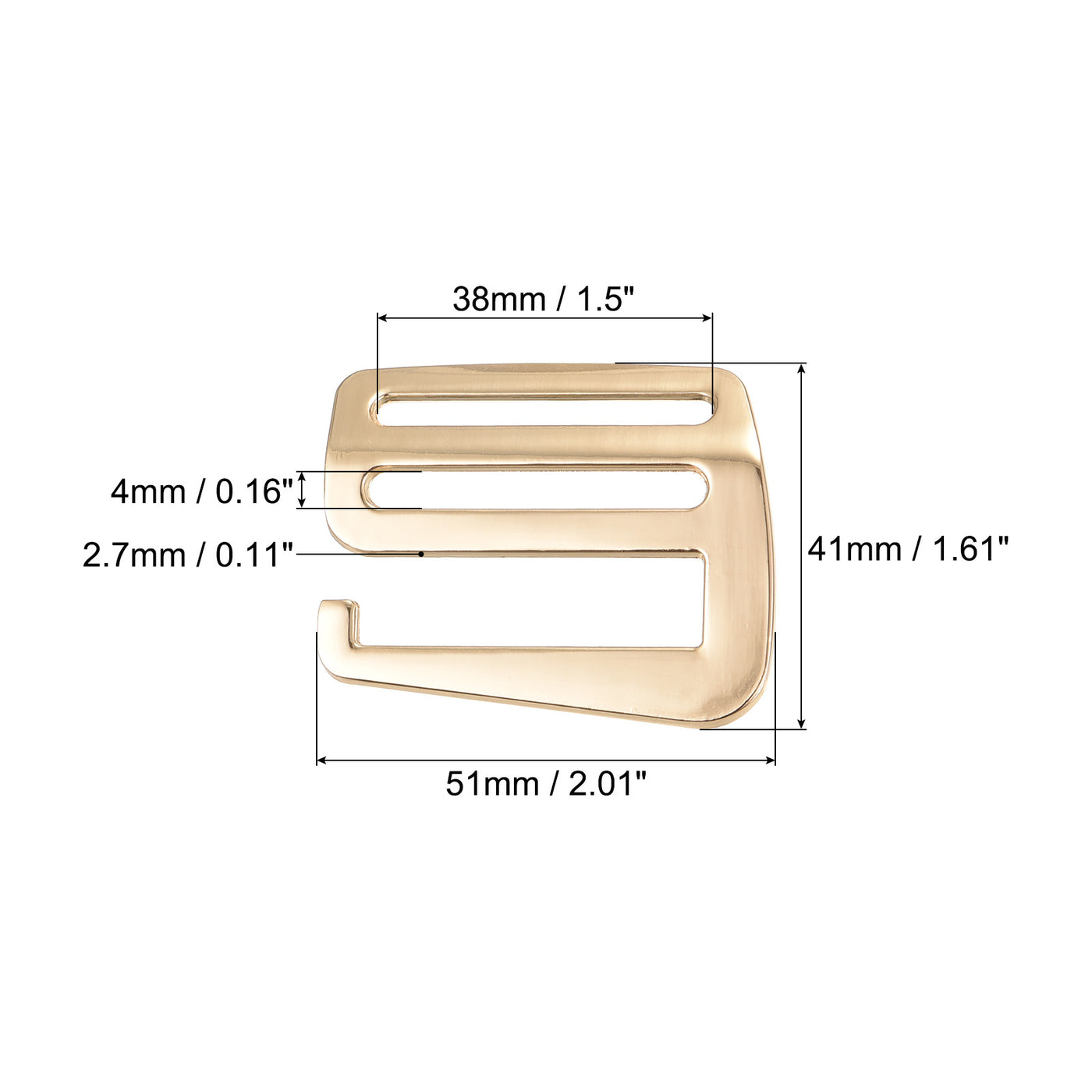 uxcell Uxcell 1.5" Webbing Release G Hook Buckle Adjusters for Backpack Strap, 4Pcs Gold